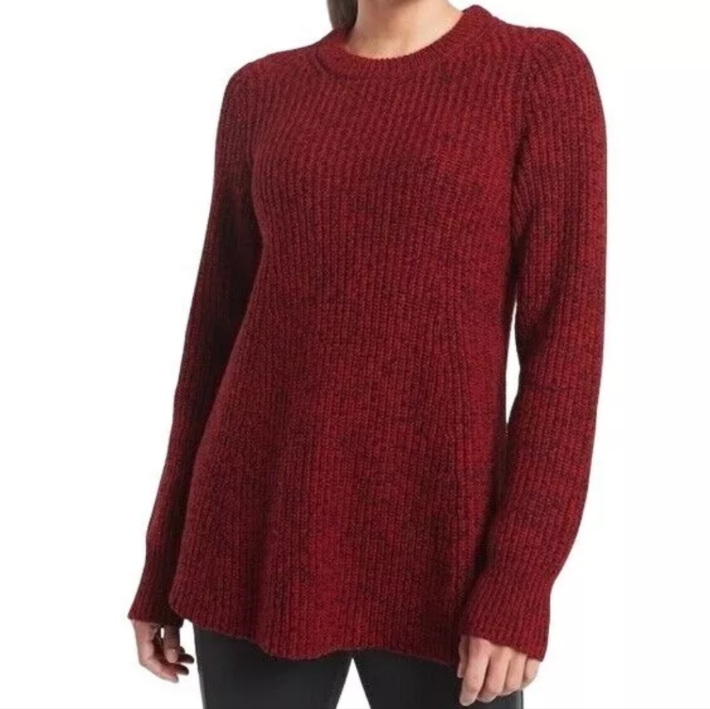 Athleta Sierra Crew Pullover‎ Sweater Wool Blend Marled Candy Red Womens Size S